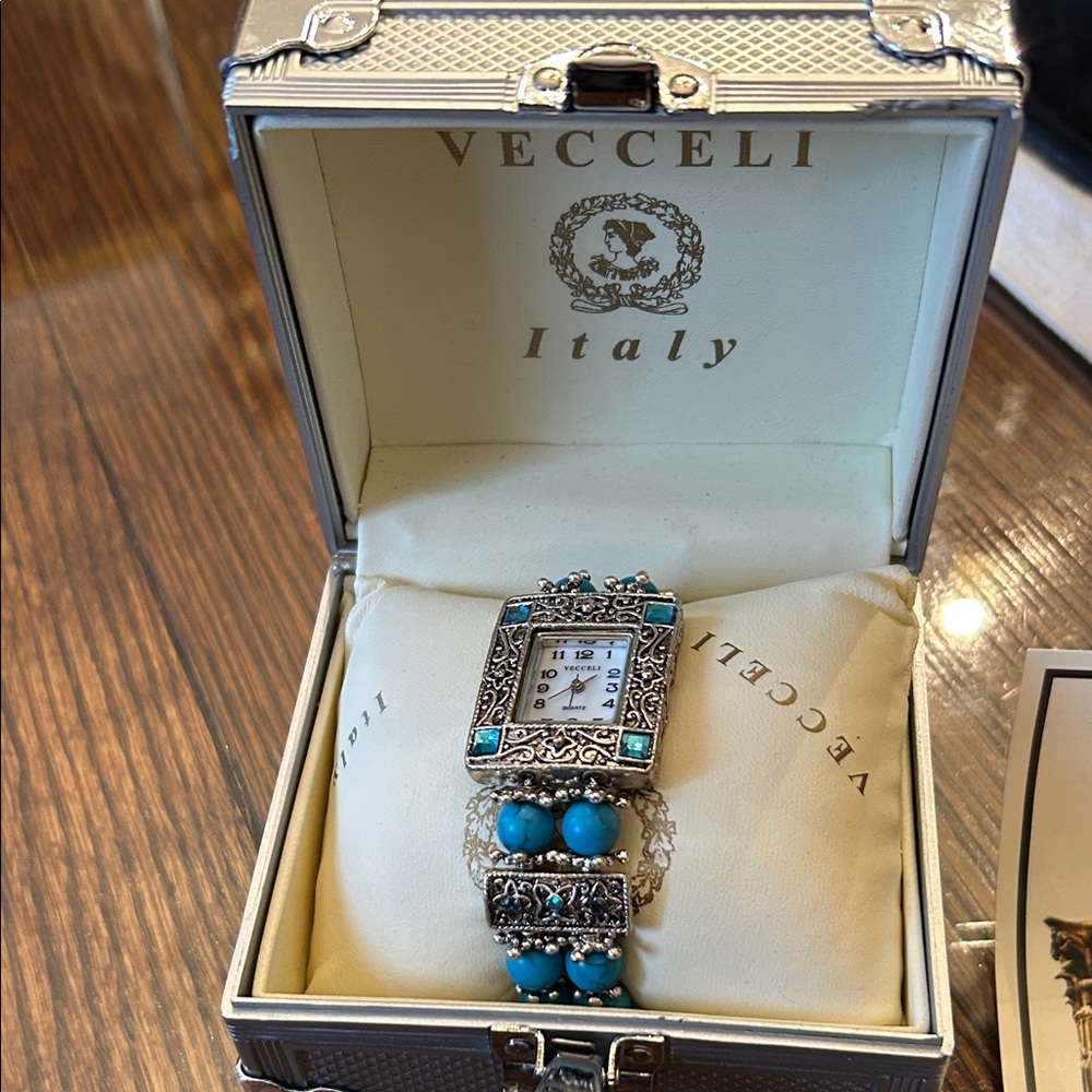 Vecceli Italy Silver and Turquoise Watch